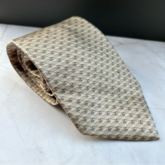 Jones New York 58” Beige Geometric Men's Tie - Picture 1 of 3